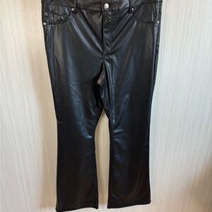 H&M Divided Chic Black Vegan Leather Pants Boot Cut NWT‎ Size 18